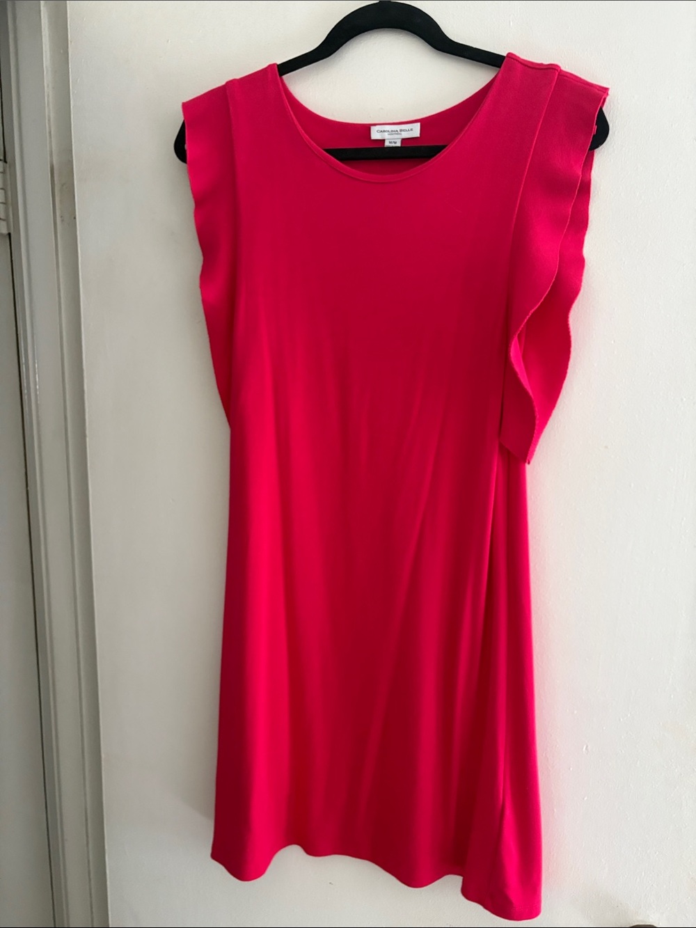 Carolina Belle Bright Pink Ruffle Sleeve Shift Dress